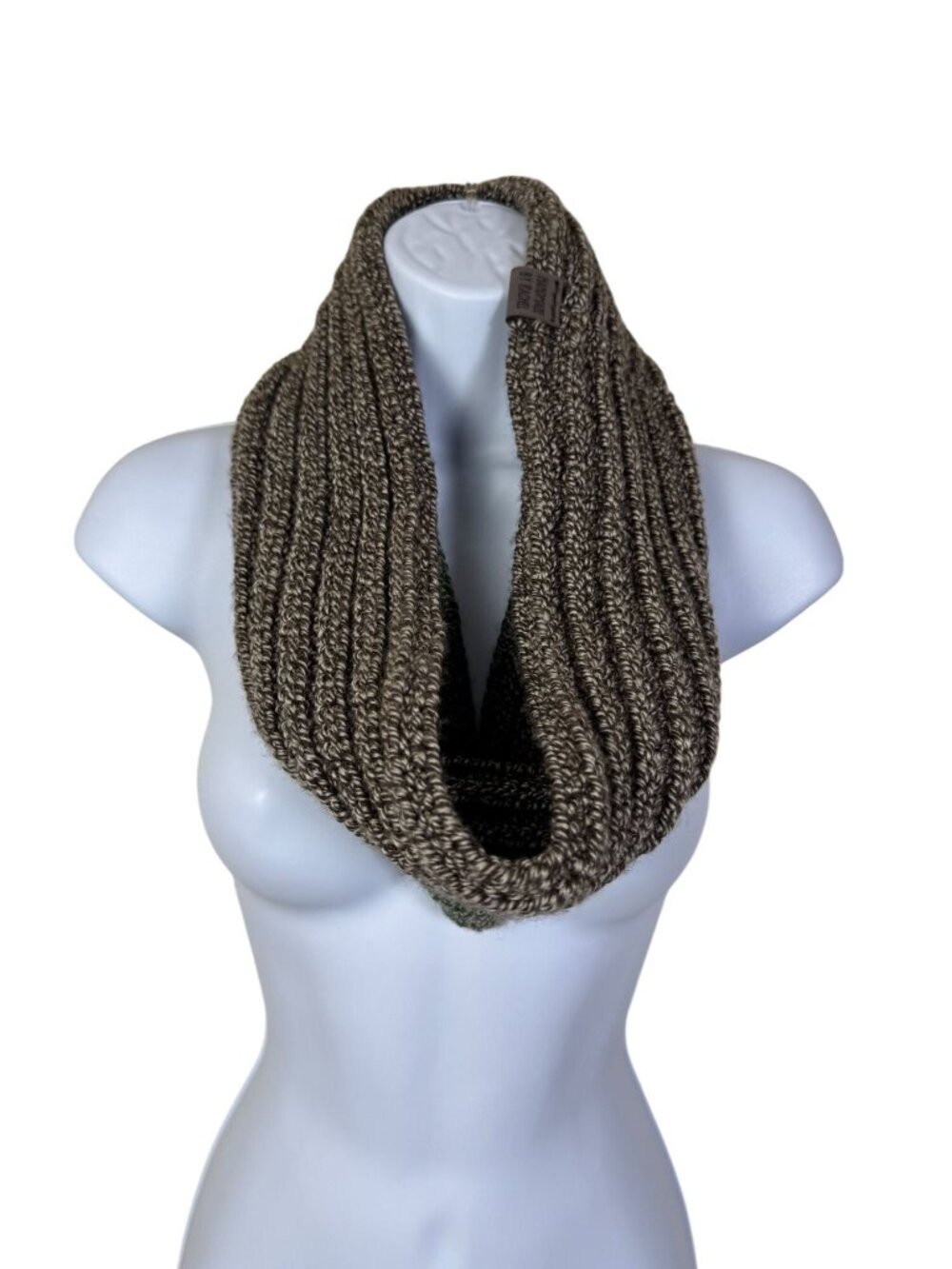 Handmade Ribbed Knit Infinity Scarf Hambleton Studio Brown Green Infinity Scarf